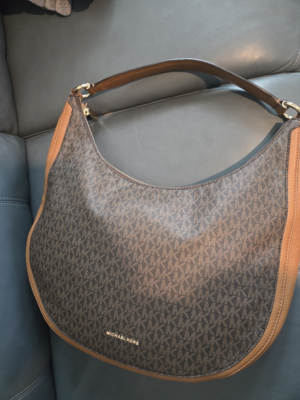 Michael Kors Large Slouchy Brown Signature Hobo Bag Mk Signature - Picture 5 of 9